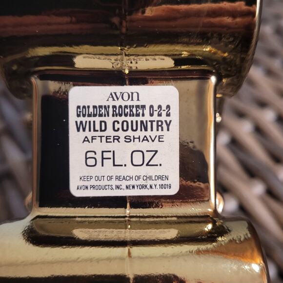 Vntg 74 Avon Golden Rocket Train After Shave Wild Country Collect Bottle Full - Picture 3 of 9